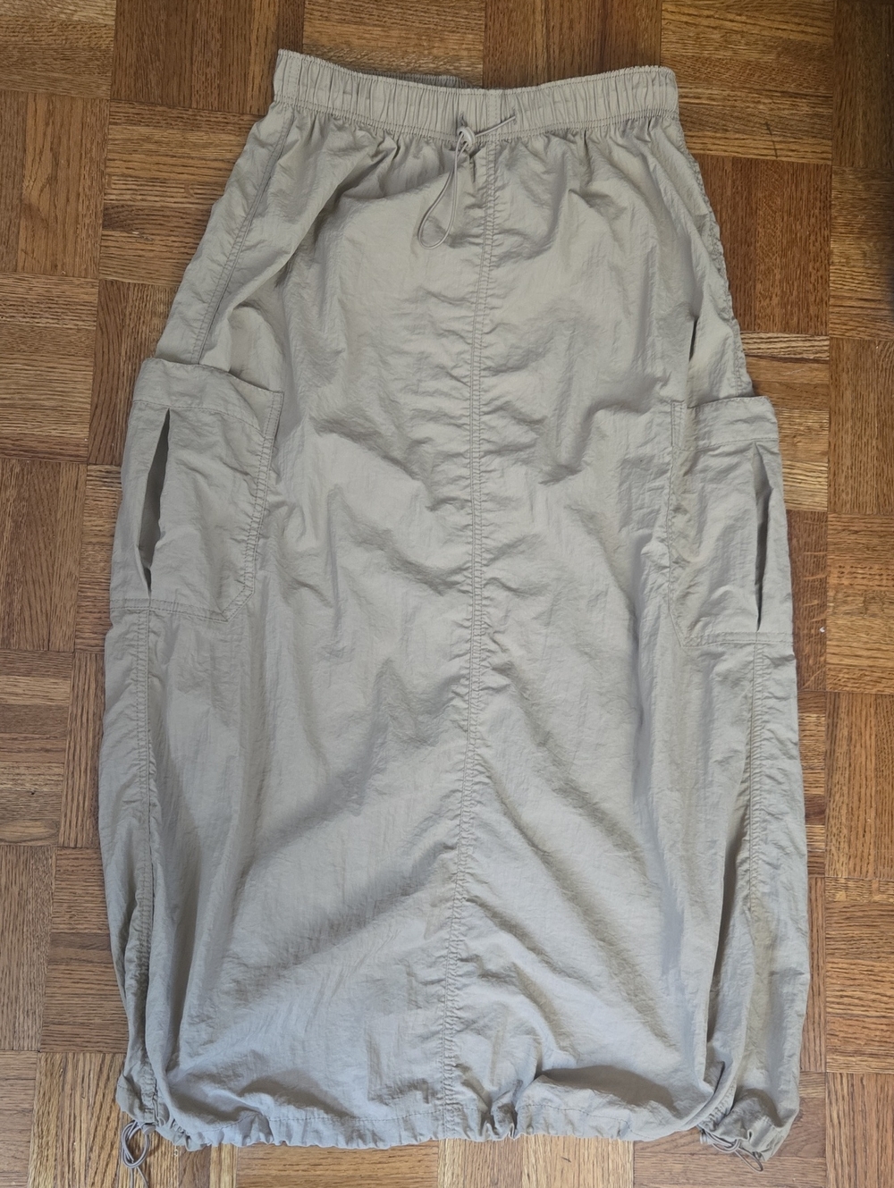 WOMEM'S LIGHTWEIGHT PARACHUTE DRAWSTRING CARGO SKIRT - Tan Size M